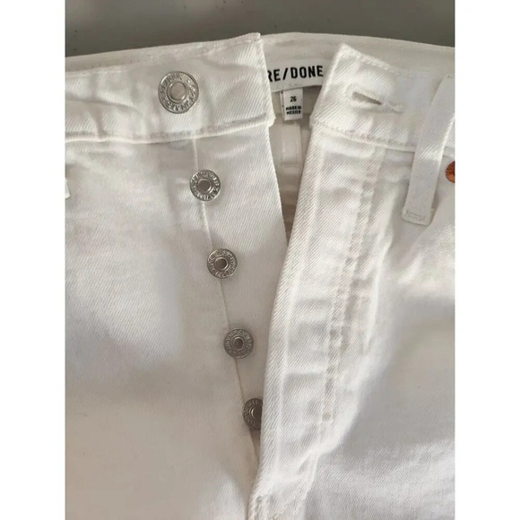 NWD Re/Done High Rise 70's Stove Pipe Distressed Jeans Size 26 White #BA406 - Picture 9 of 13